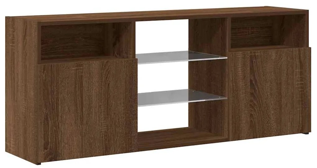 Móvel de TV com luzes LED 120x30x50 cm carvalho castanho