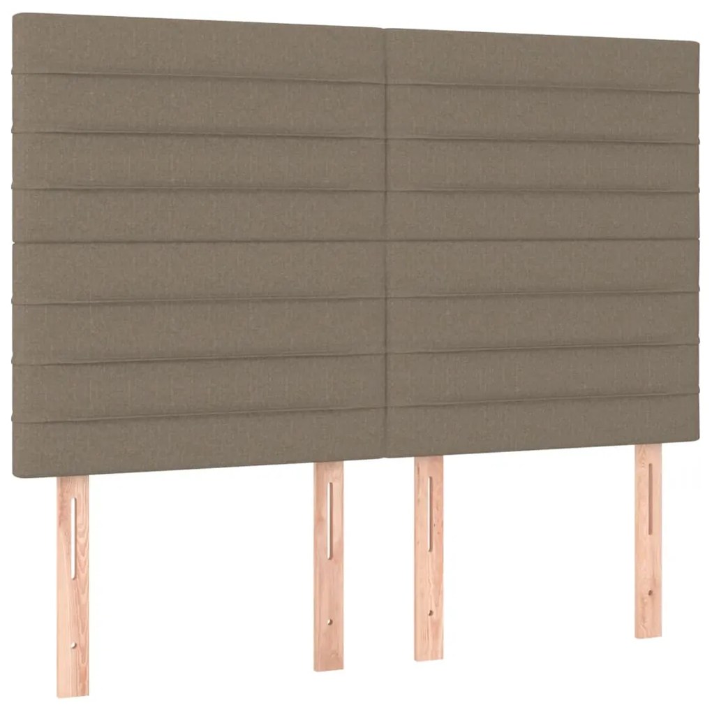 Cabeceira cama c/ LED tecido 144x5x118/128 cm cinza-acastanhado