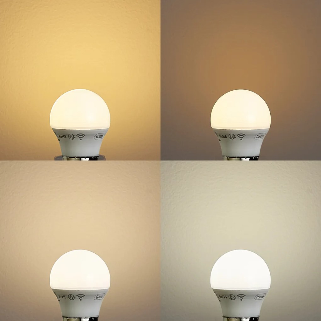 Conjunto de 5 lâmpadas LED E27 inteligentes reguláveis P45 Opal 4,9W 470 lm 2200-4000K