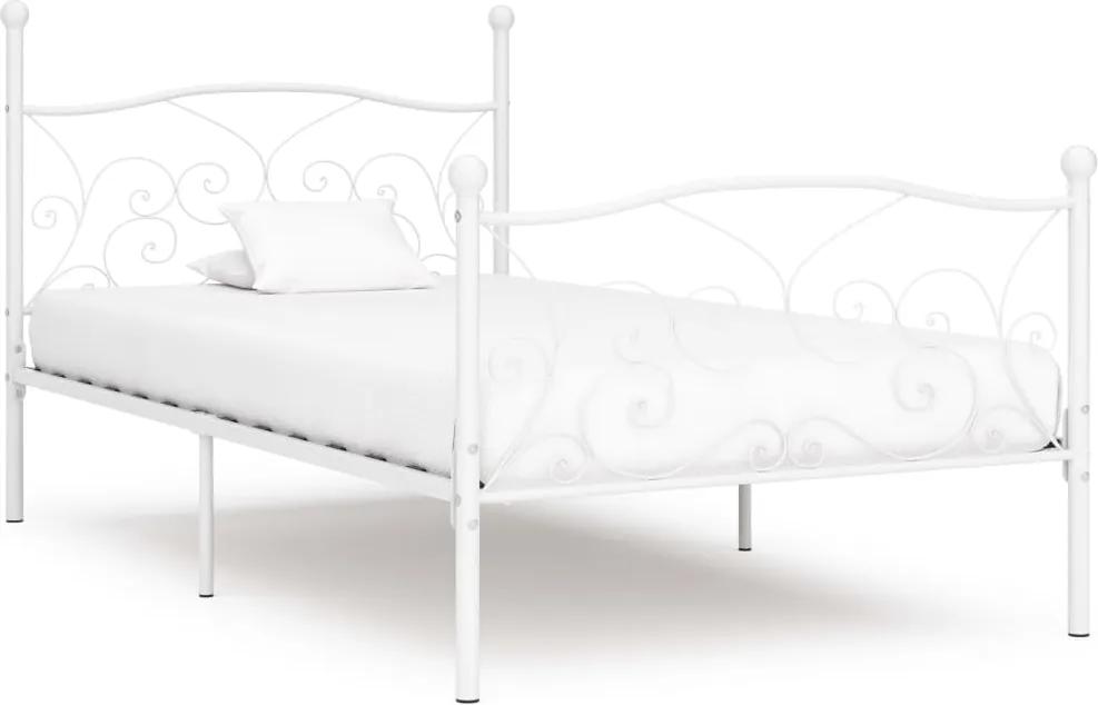 Estrutura de cama com estrado de ripas 100x200 cm metal branco