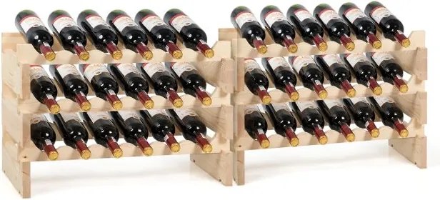 Garrafeira com 6 níveis de madeira e capacidade para 36 garrafas de vinho 63,2 x 28 x 85,5 cm natural