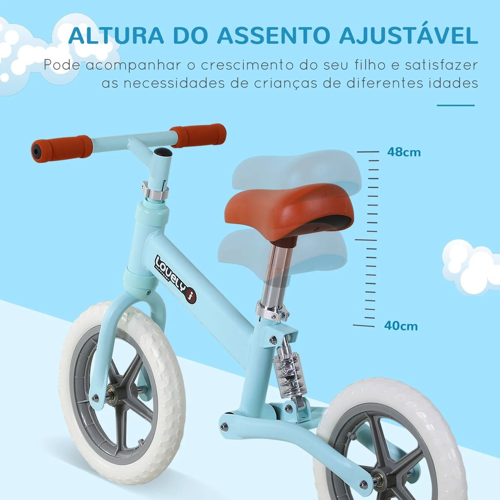 HOMCOM Bicicleta sem Pedais para Crianças entre 2-5 Anos Bicicleta de