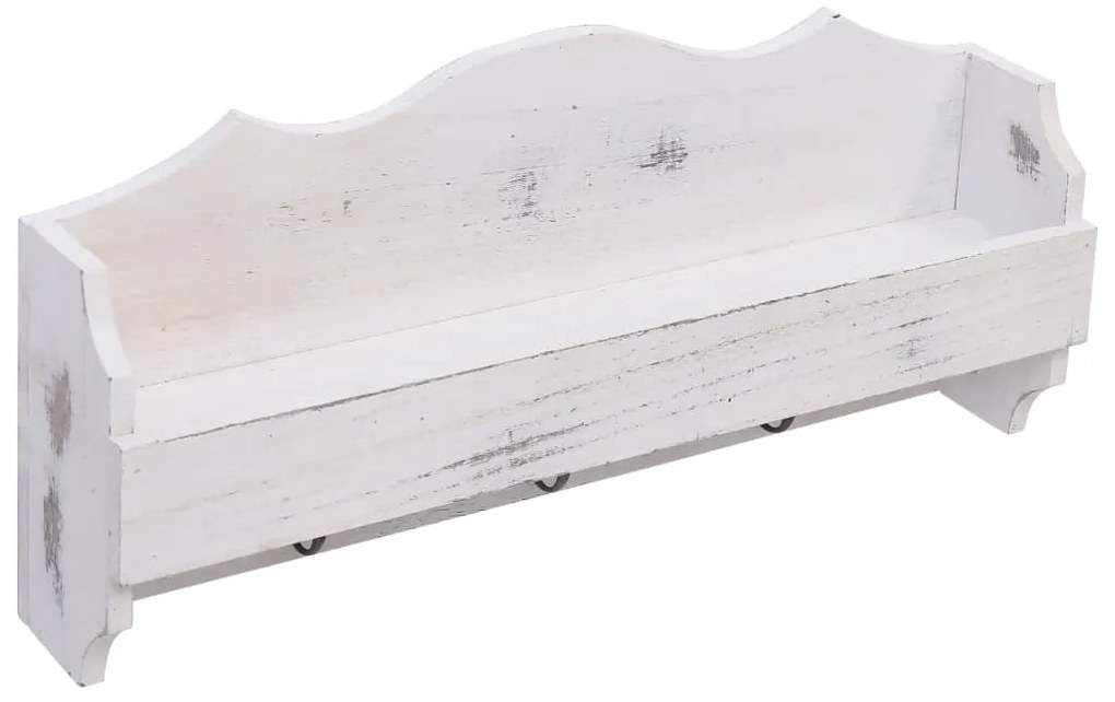 Cabide de parede 50x10x23 cm madeira branco