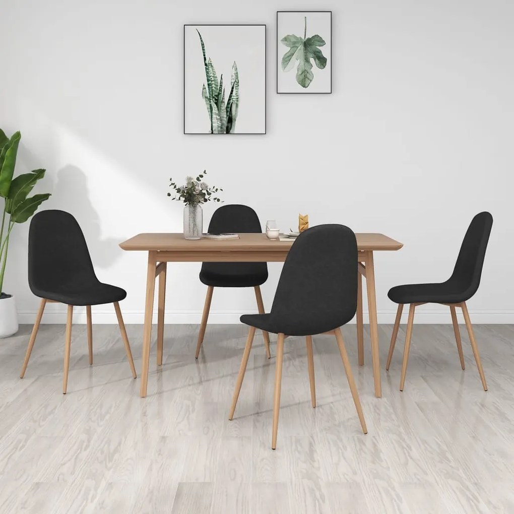 vidaXL Cadeiras de jantar 4 pcs tecido preto