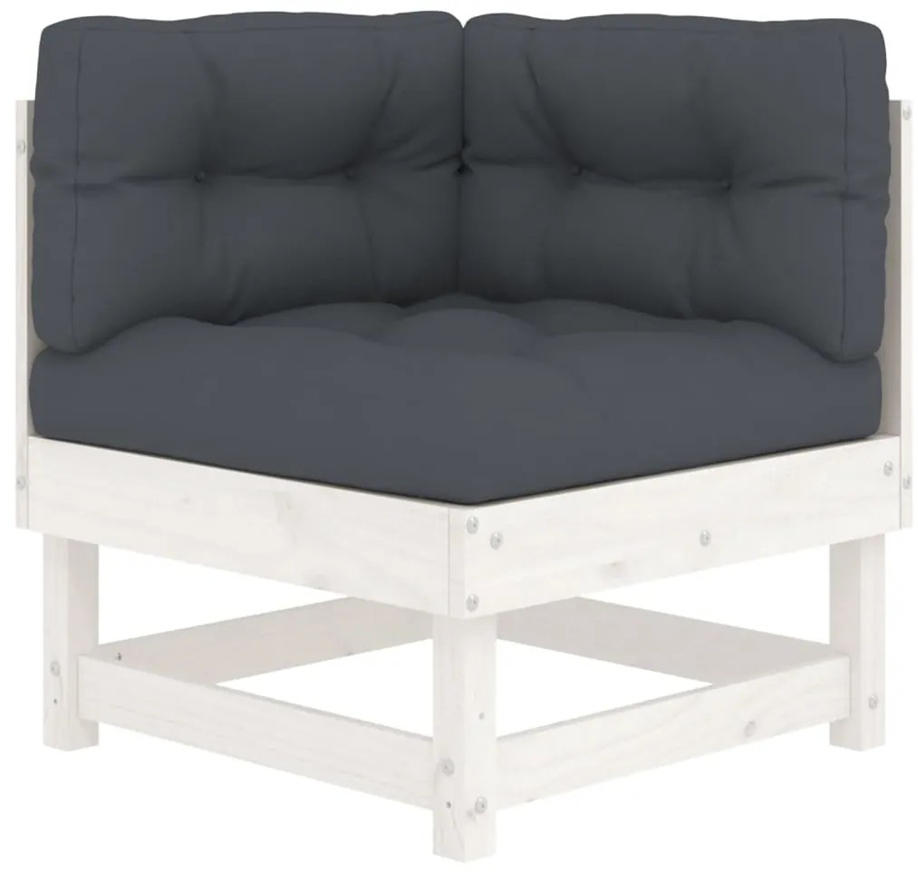 10pcs conjunto lounge jardim c/almofadões madeira maciça branco