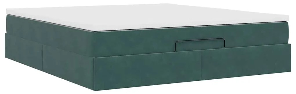 Estrutura de cama otomana com colchão 180x200 cm verde escuro