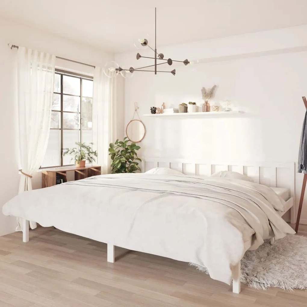 vidaXL Estrutura de cama 200x200 cm pinho maciço branco
