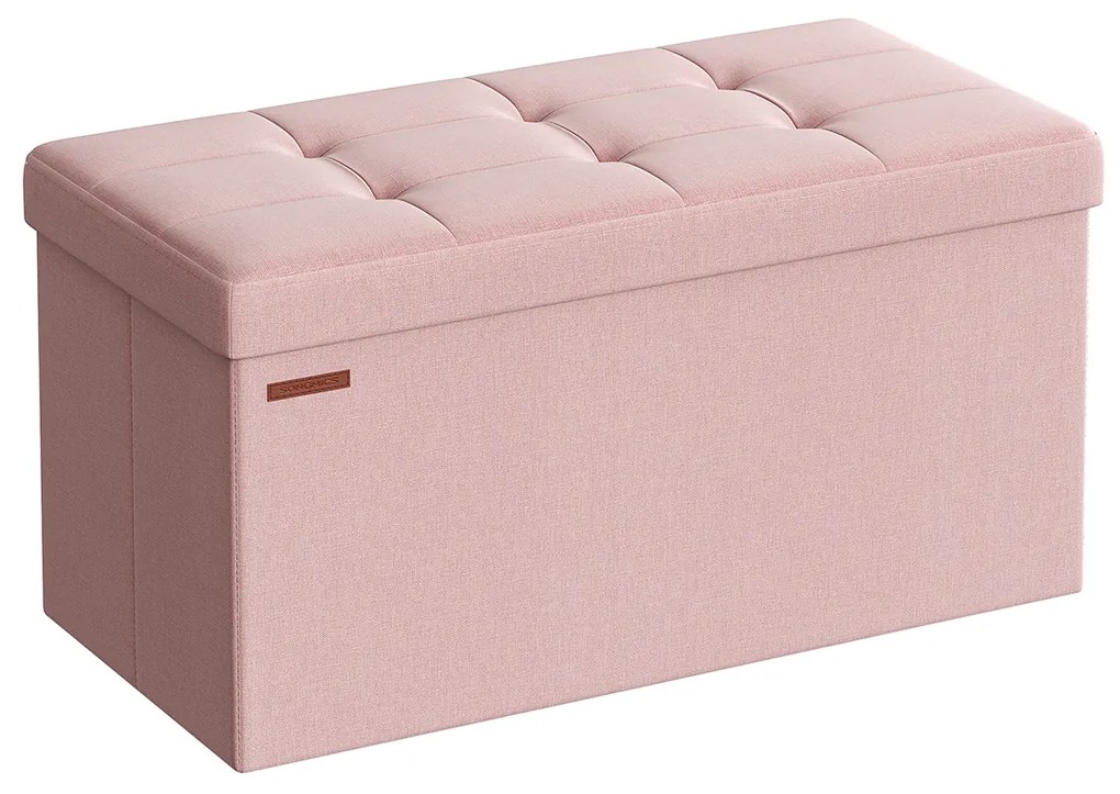 Banco com espaço de arrumação 38 x 76 x 38 cm cor-de-rosa pastel