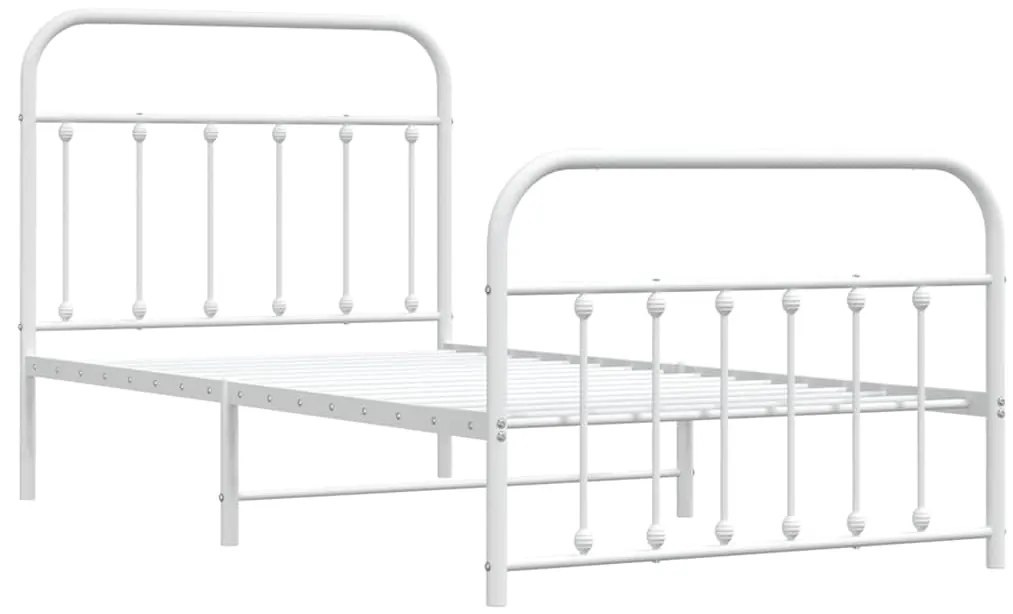 Estrutura de cama com cabeceira e pés 100x190 cm metal branco