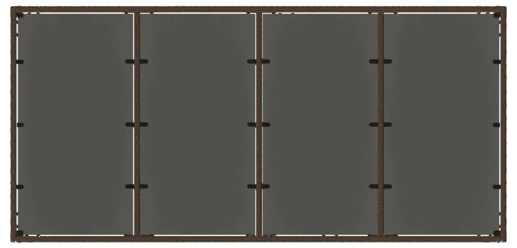 Mesa de jardim com tampo de vidro 190x90x75 cm vime PE castanho