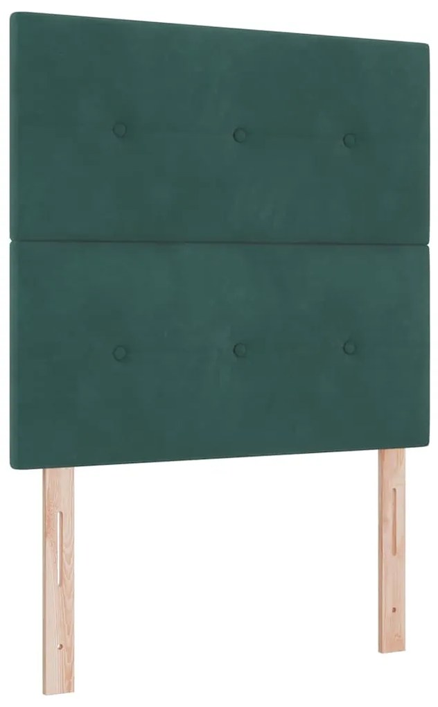 Cama Box com Colchão e LED Verde Escuro 90x190 cm Veludo
