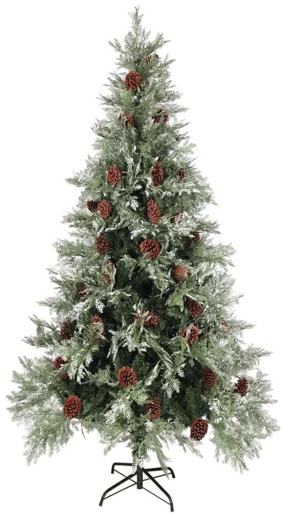 Árvore de Natal com pinhas 225 cm PVC e PE verde e branco