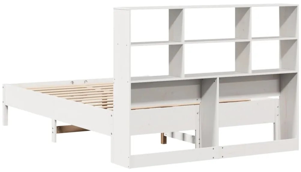 Cama com estante sem colchão 120x190 cm pinho maciço branco