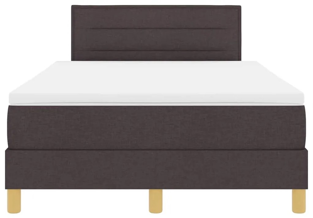 Cama Box Spring com Colchão e LED Castanha Escura 120x200 cm Tecido