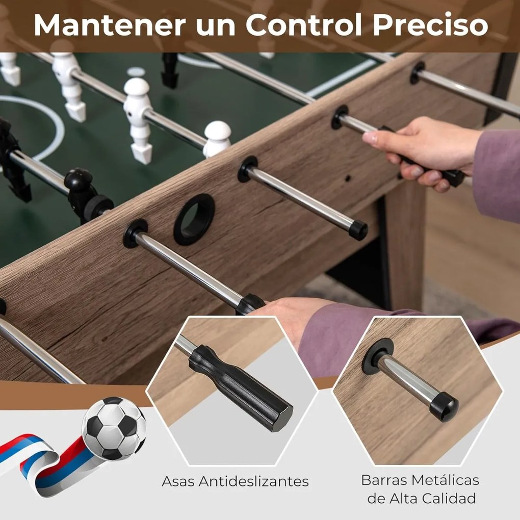 Mesa de matraquilhos de 117 x 67,5 x 84,5 cm Jogo de Futebol de Mesa Arcade com 2 Bolas Natural