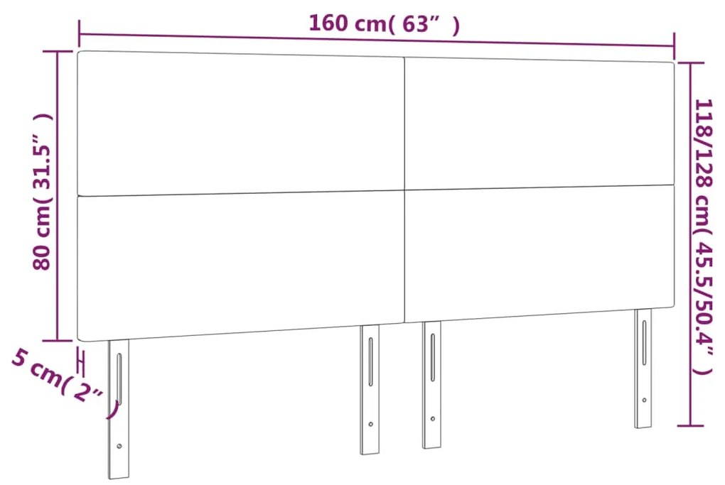 Cabeceira de cama 4 pcs veludo 80x5x78/88 cm cinzento-escuro