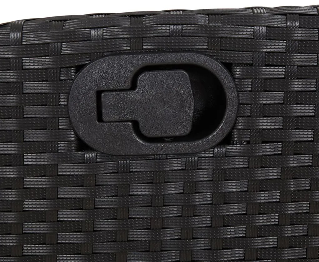 3 pcs conjunto de jantar p/ jardim c/ almofadões vime PE preto