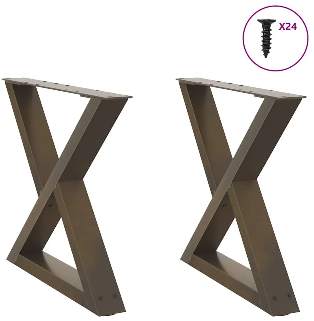 vidaXL Pés para mesa de centro 2 peças aço natural 60x(42-43,3) cm aço