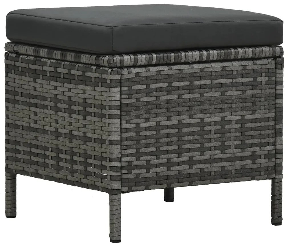 Conjunto lounge de jardim c/ almofadões 4 pcs vime PE cinzento