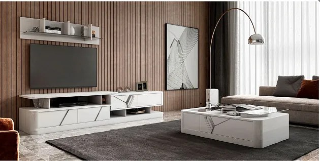 Estante Toronto (220cm | base tv + prateleira | Lacado | Personalizável)