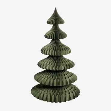 Árvore De Natal Em Papel Aurina ↑140 Cm & Verde Pesto Com Borda Dourada - Sklum
