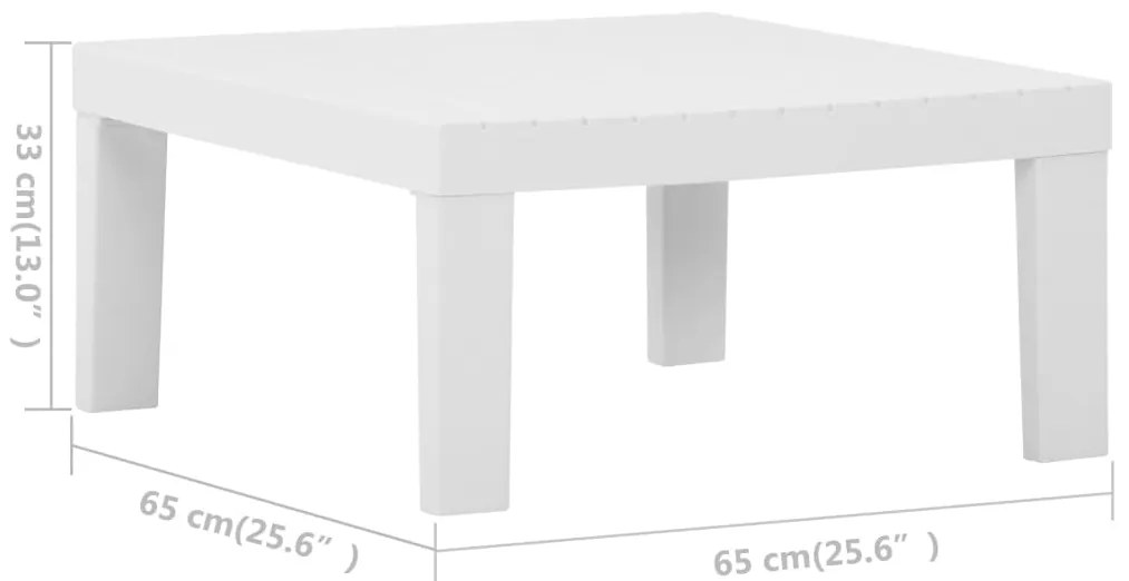 2 pcs conjunto lounge de jardim com almofadões plástico branco