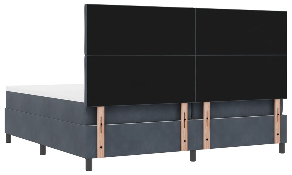 Cama Box Spring com Colchão & Banco Cinza Escuro 200x200 cm Veludo