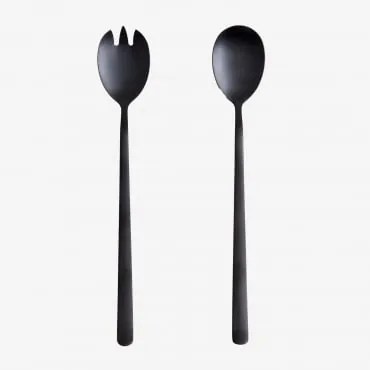 Conjunto De 2 Talheres Para Salada Em Aço Inoxidável Sornia Preto - Sklum