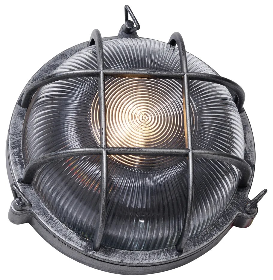 Candeeiro de Parede Exterior Prateado Redondo IP44 - Noutica Industrial