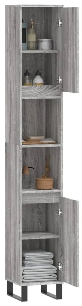 Armário de Casa de Banho 30x30x190 cm derivados de madeira cinzento so