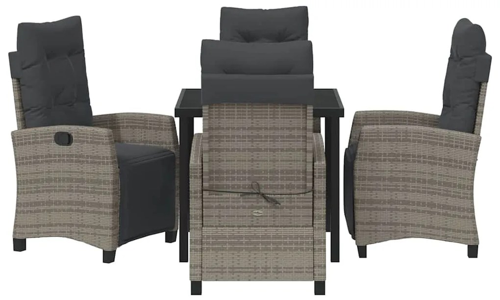 Conjunto de Jantar de Jardim com 5 Peças em Rattan Sintético Cinza