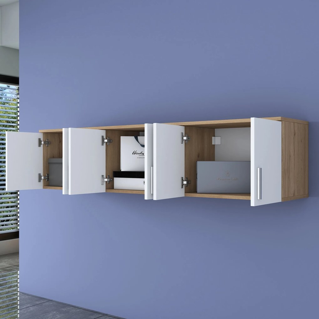 Prateleira de Parede EA114 – Nogueira e Branco – 180x41,4x37,5 cm