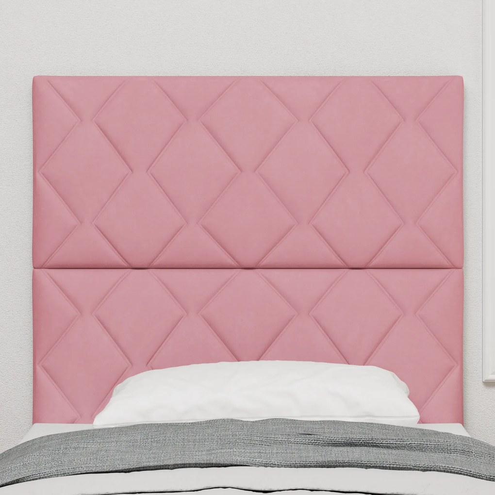 Cabeceira Rosa vidaXL com Blocos de Diamante 90 cm de Veludo, Cabeceir