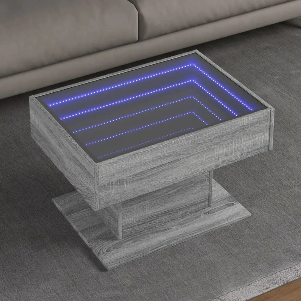 vidaXL Mesa de centro c/ LEDs 70x50x45 cm derivados de madeira