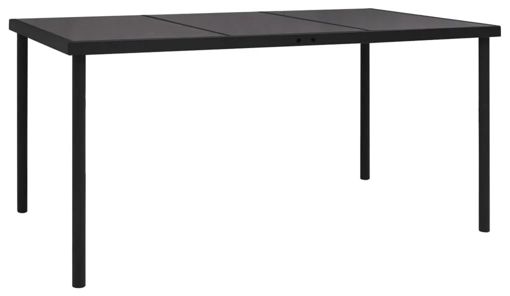 313094 vidaXL Mesa de jardim c/ tampo de vidro 150x90x74 cm aço preto