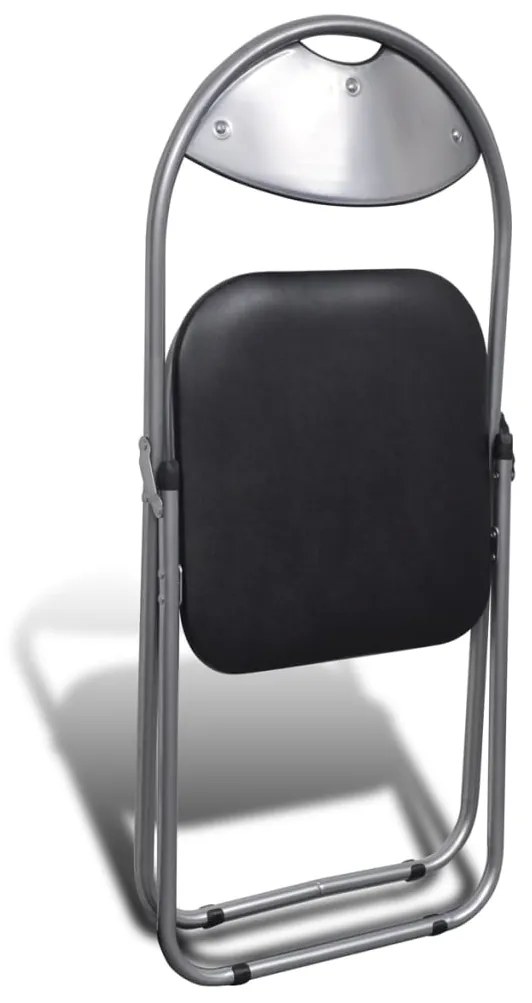 Cadeiras de jantar dobráveis 6 pcs couro artificial e aço preto