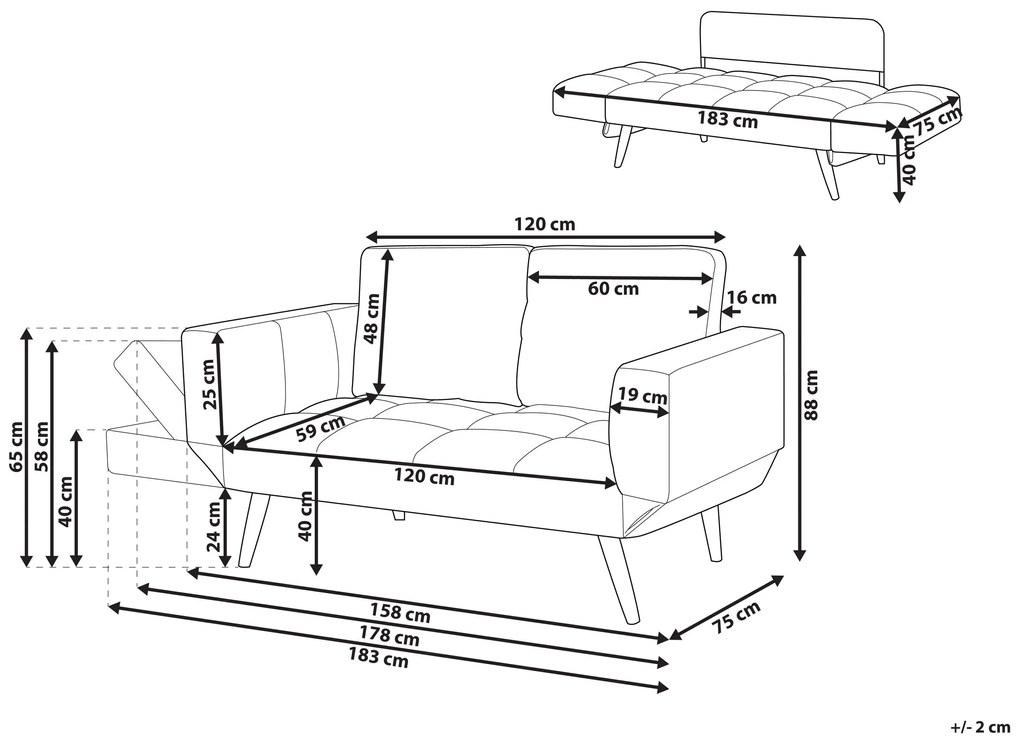 Sofá-cama em tecido cinzento claro BREKKE Beliani