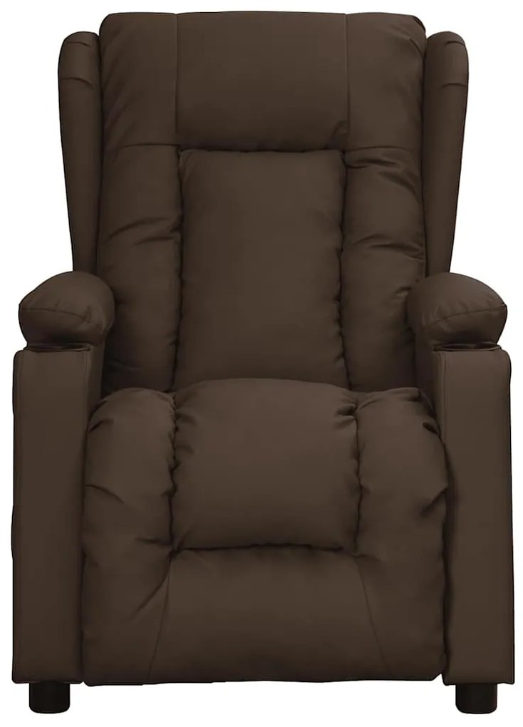 Poltrona de massagens elevatória couro artificial castanho