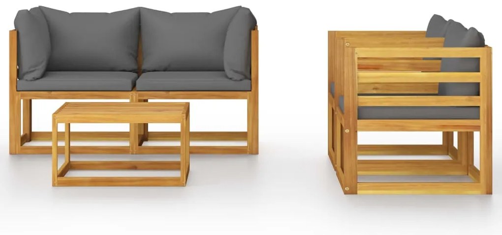5 pcs conjunto lounge de jardim c/ almofadões acácia maciça