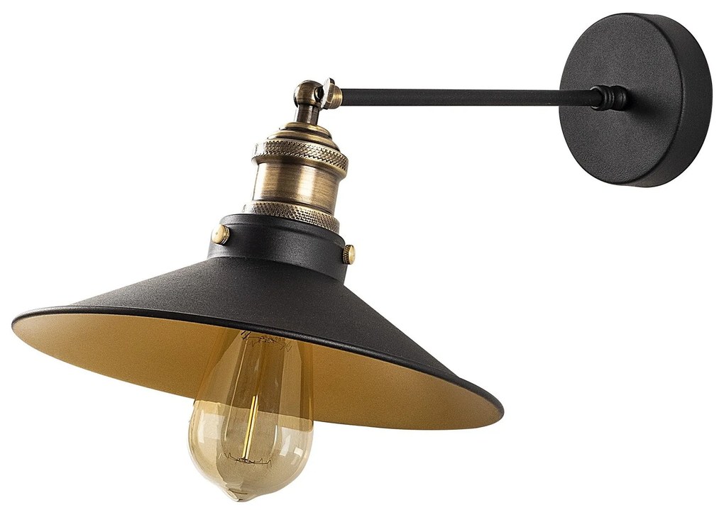 Aplique de Parede Saglam – Preto e Dourado – 25 x 40 cm