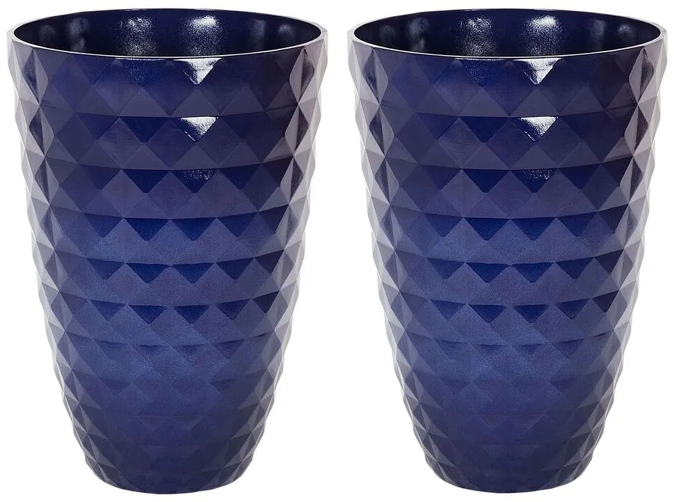 Conjunto de 2 vasos para plantas em fibra de argila azul marinho 35 x 35 x 50 cm FERIZA Beliani