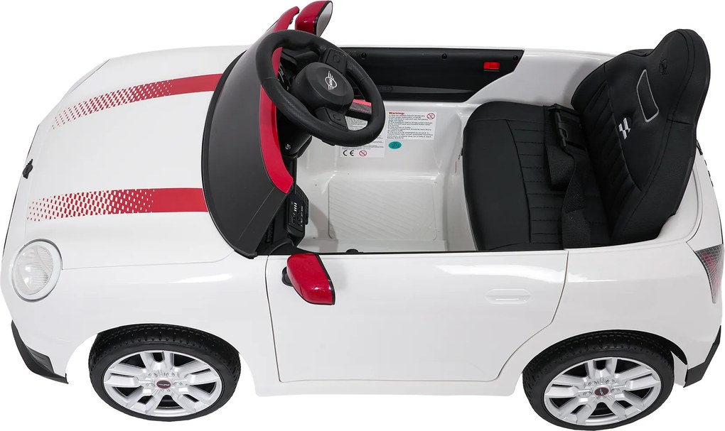 Carro elétrico para Crianças Mini Cooper 12V, Rodas Eva, Assento Couro ecológico Branco