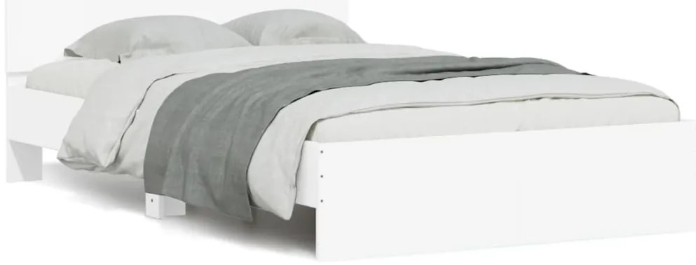 Estrutura de cama com cabeceira e luzes LED 135x190 cm branco