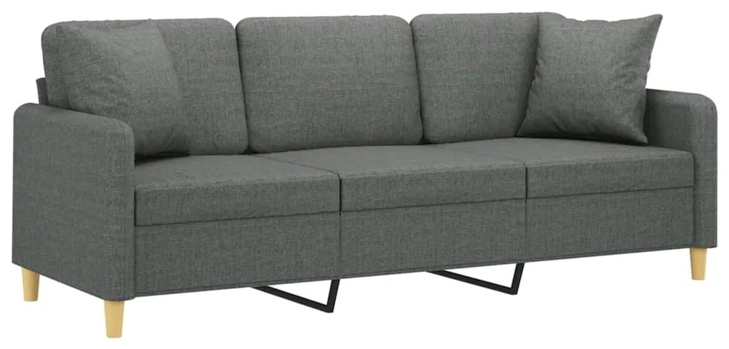 Sofá 3 lugares + almofadas decoração 180 cm tecido cinza-escuro