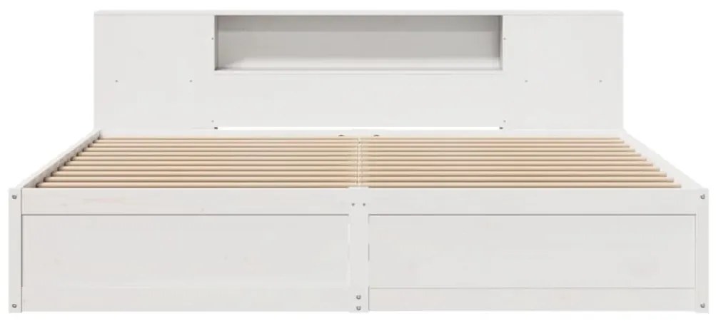 Cama sem colchão 200x200 cm madeira de pinho maciça branco