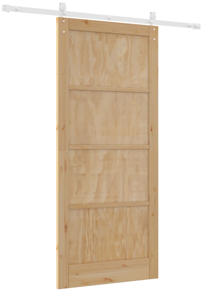 Porta Deslizante vidaXL com Conjunto de Hardware 93x211 cm Madeira Sól