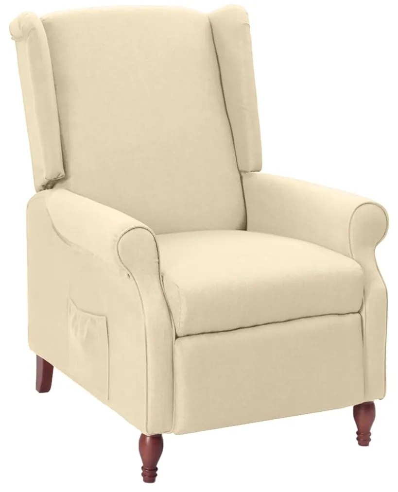 vidaXL Poltrona reclinável tecido cor creme