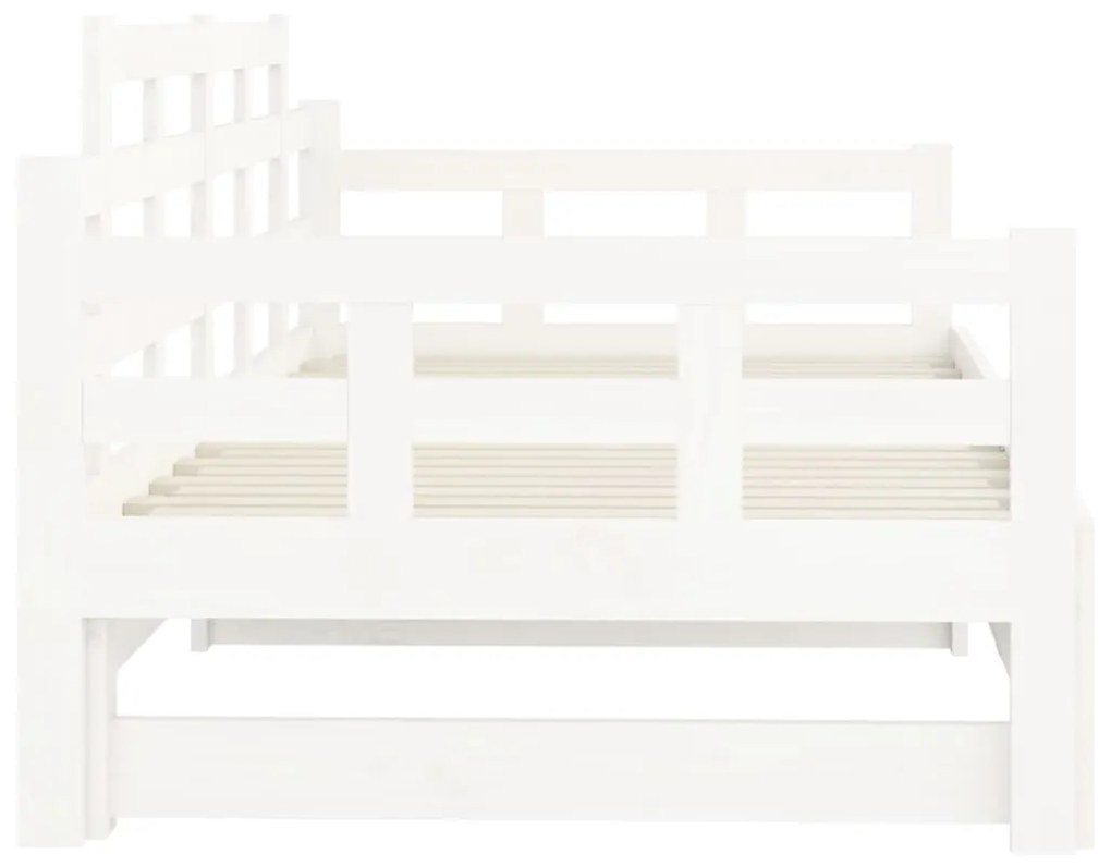 Estrutura sofá-cama de puxar pinho maciço branco 2x(90x190) cm