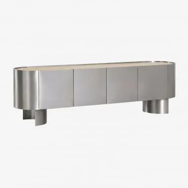 Móvel Tv Em Aço Inoxidável Luena Travertine & ↔︎ 180 Cm - Sklum