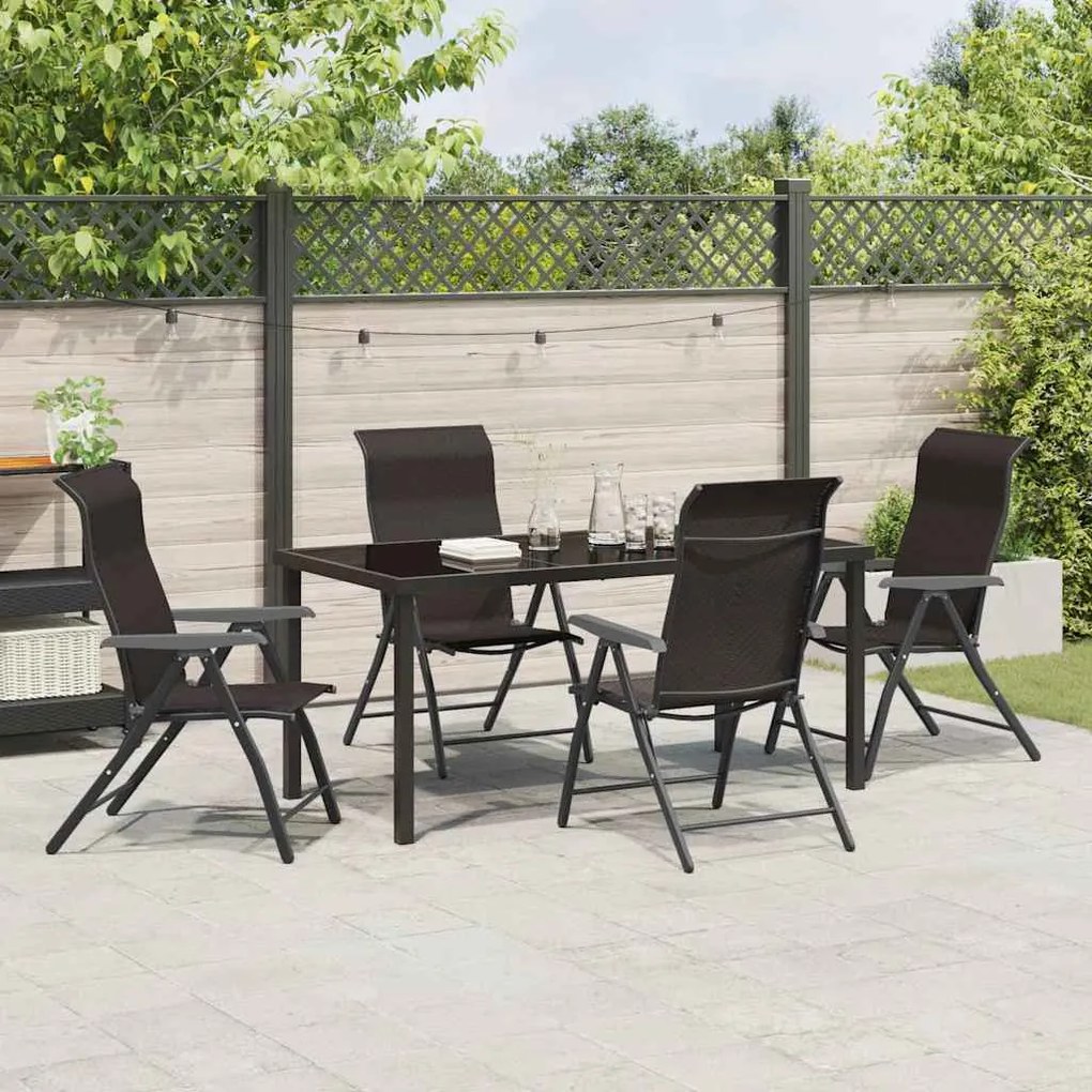 Conjunto de Jantar de Jardim 5 Peças Preto de Rattan Sintético